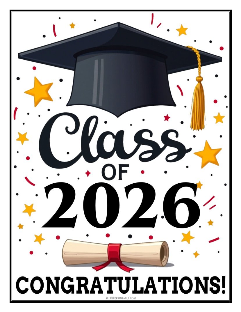 Free Printable Class of 2026 Congratulations Sign