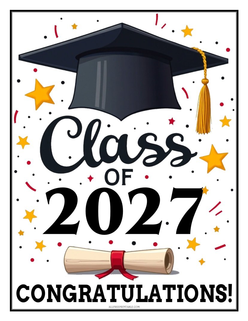 Free Printable Class of 2027 Congratulations Sign PDF