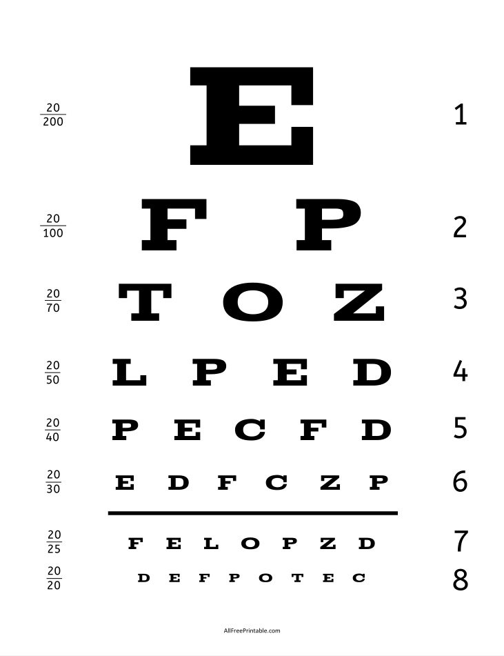 Doctor Pretend Play Eye Chart – Free Printable