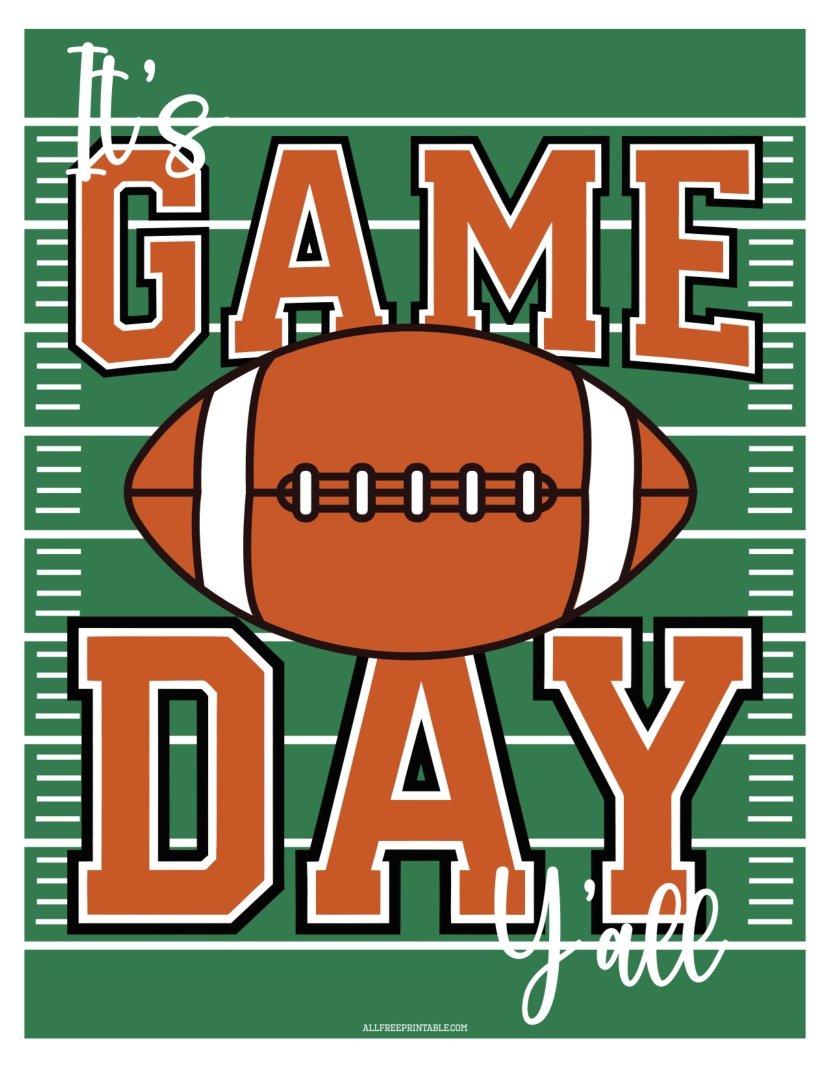 Free Printable It’s Game Day Y’all Super Bowl Party Sign