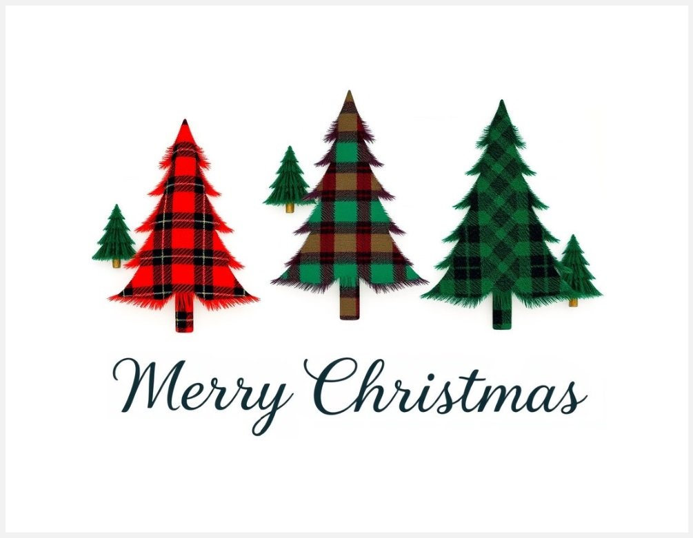 Free Printable Plaid Pattern Trees Merry Christmas Sign