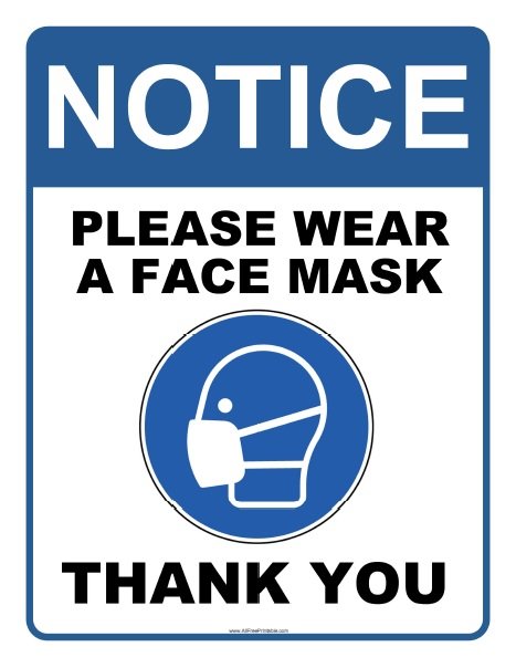 Free Printable Wear Face Mask Sign