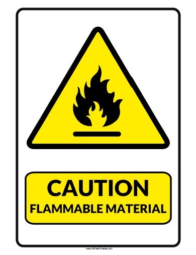 Free Printable Caution Flammable Material Sign