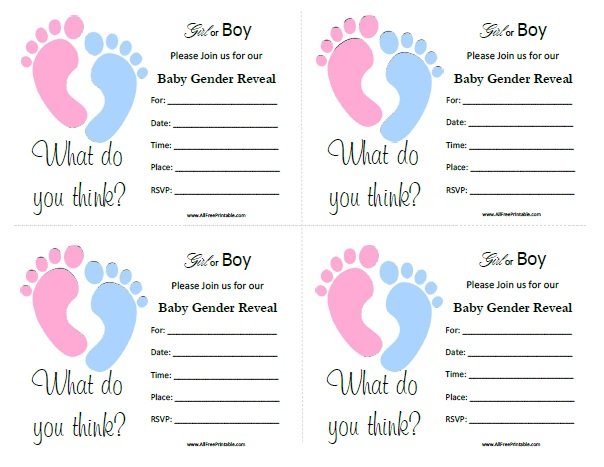 Free Printable Baby Gender Reveal Invitations