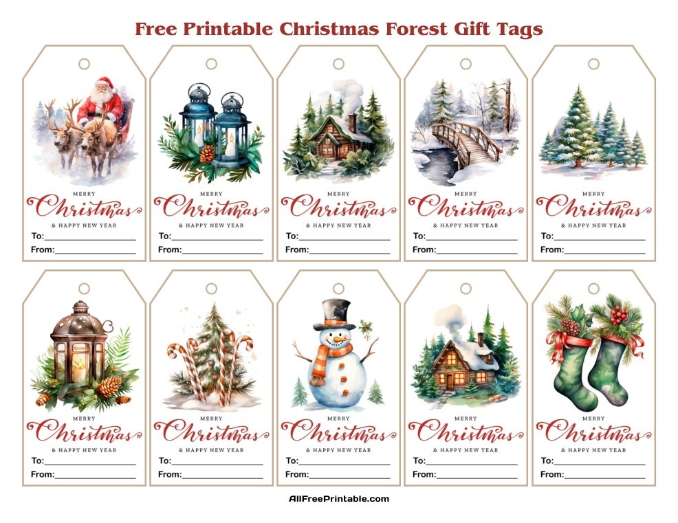 Free Printable Christmas Forest Gift Tags Free Printable Christmas Forest Gift Tags