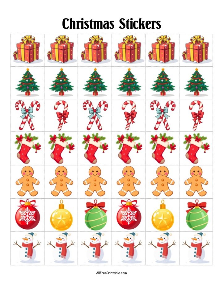 Free Printable Christmas Stickers Sheet