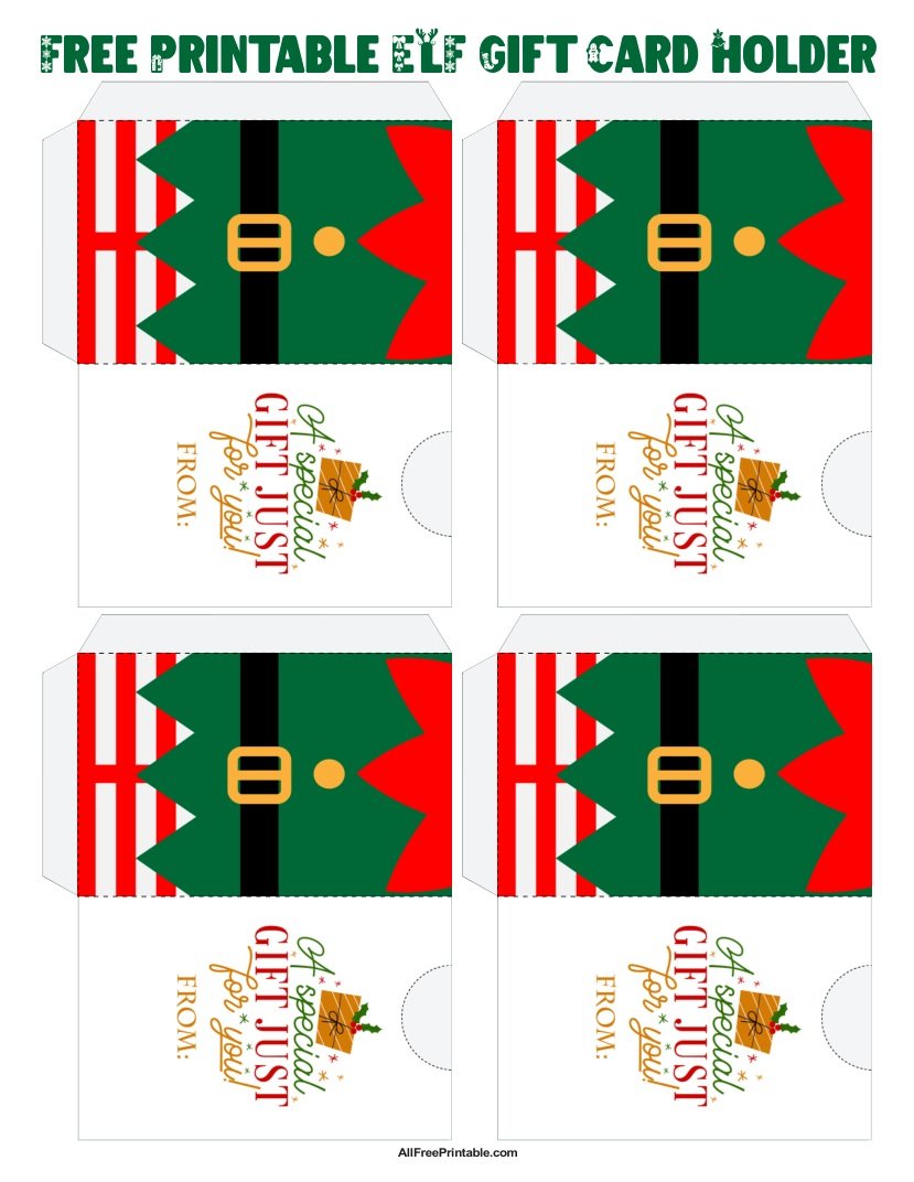 Free Printable Elf Gift Card Holder