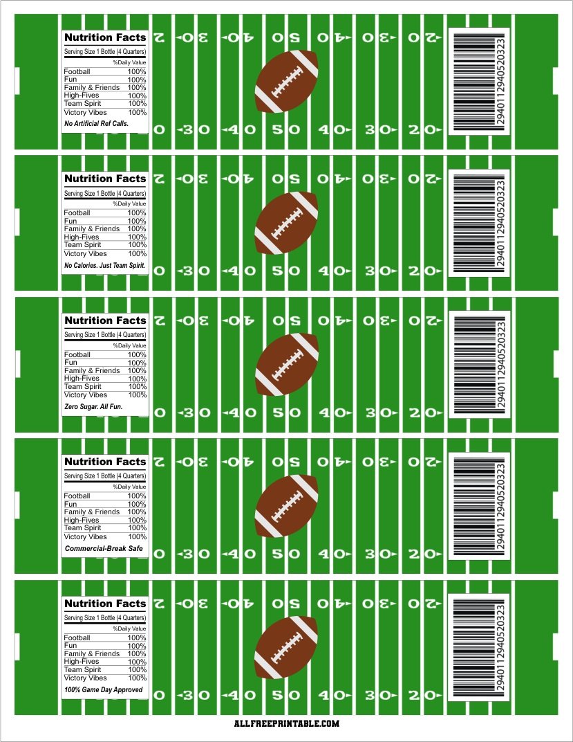 Free Printable Football Field Party Water Bottle Labels