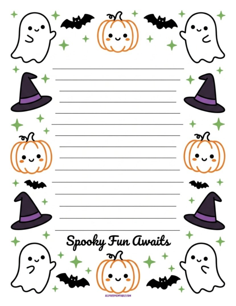 Free Printable Halloween Kids Writing Paper PDF