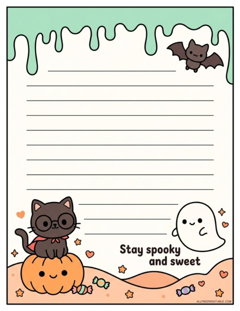 Free Printable Halloween Kids Writing Paper PDF