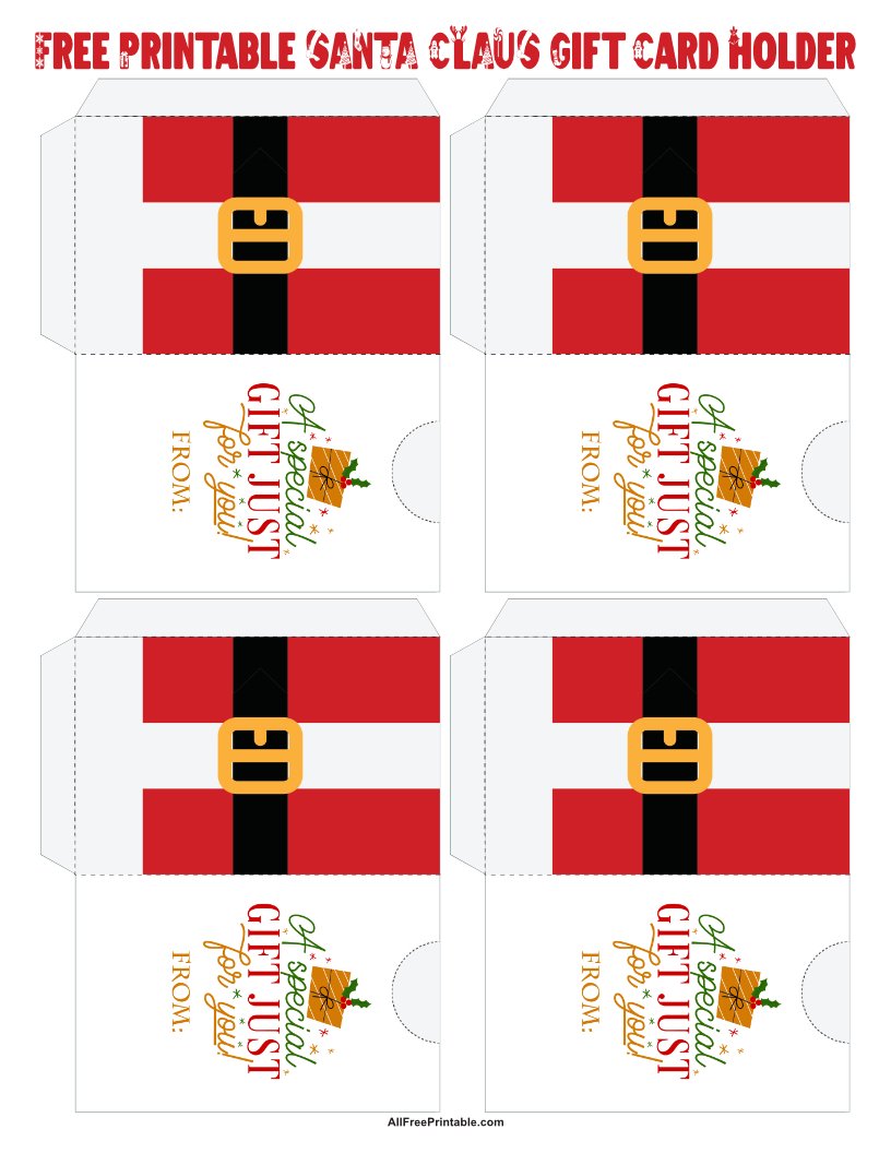 Free Printable Santa Claus Gift Card Holder Free Printable Santa Claus Gift Card Holder