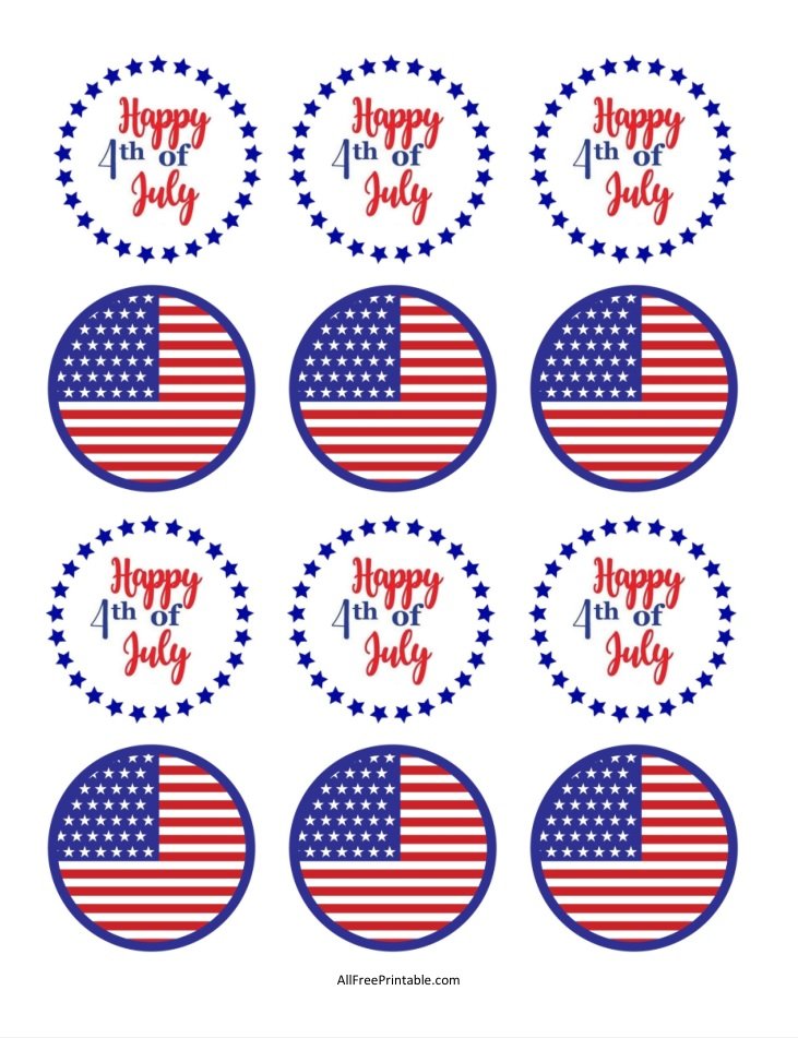 Free Printable 4th of July Cupcake Toppers