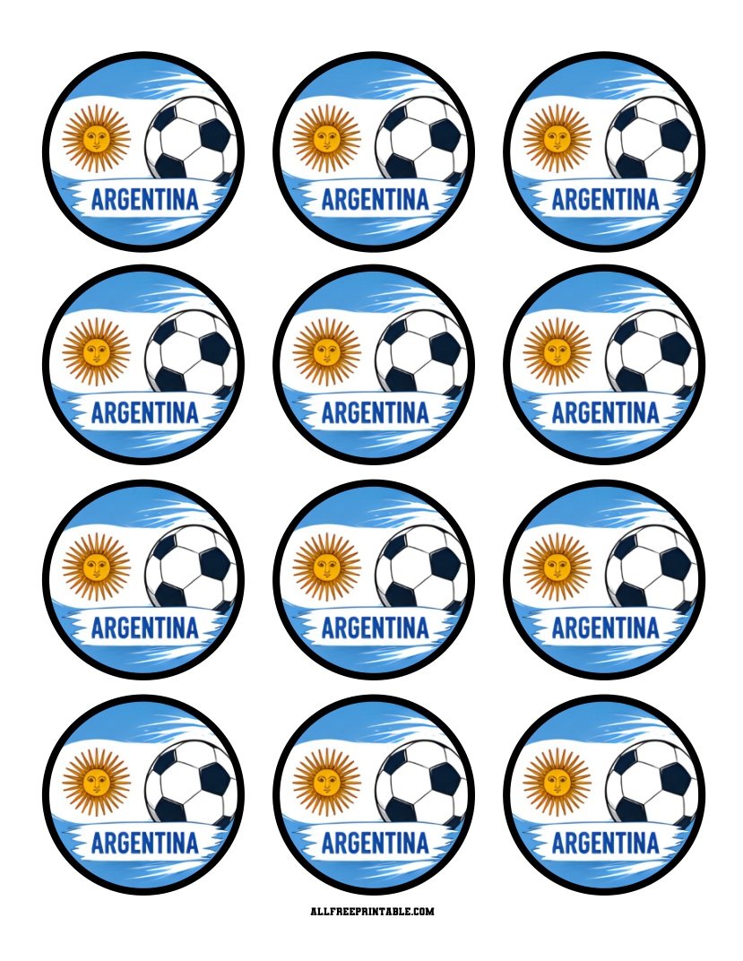 Free Printable Argentina Flag World Cup Soccer Cupcake Toppers PDF Free Printable Argentina Flag World Cup Soccer Cupcake Toppers PDF