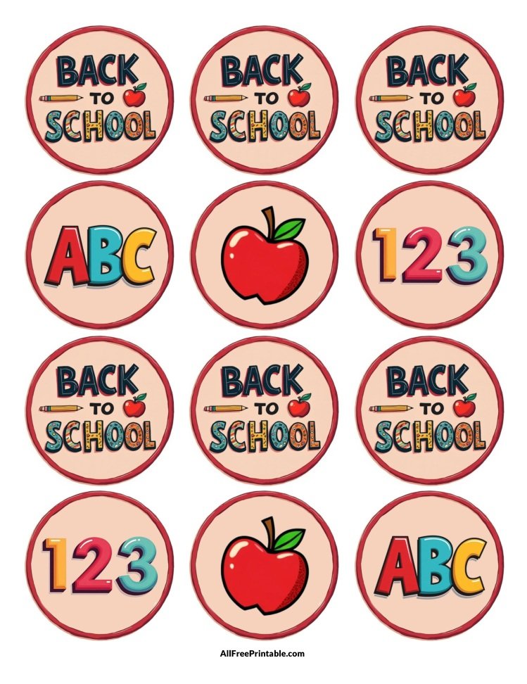 Free Printable Back to School Cupcake Toppers