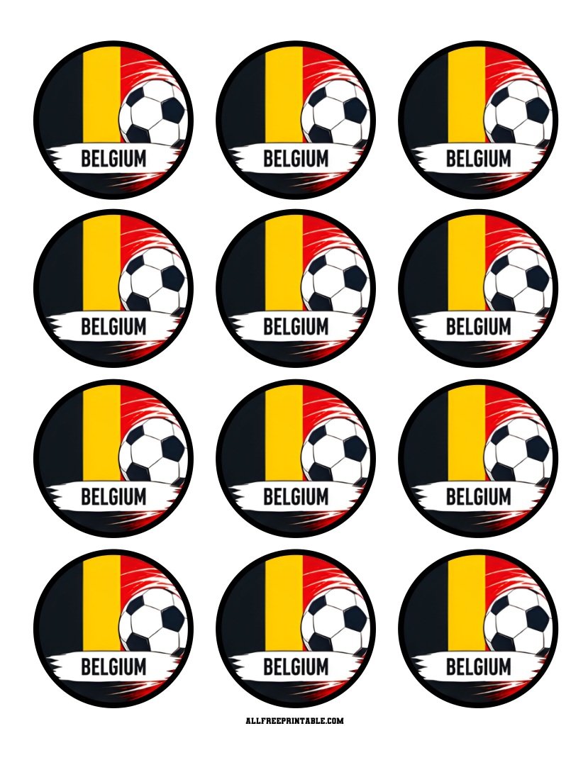 Free Printable Belgium Flag World Cup Soccer Cupcake Toppers