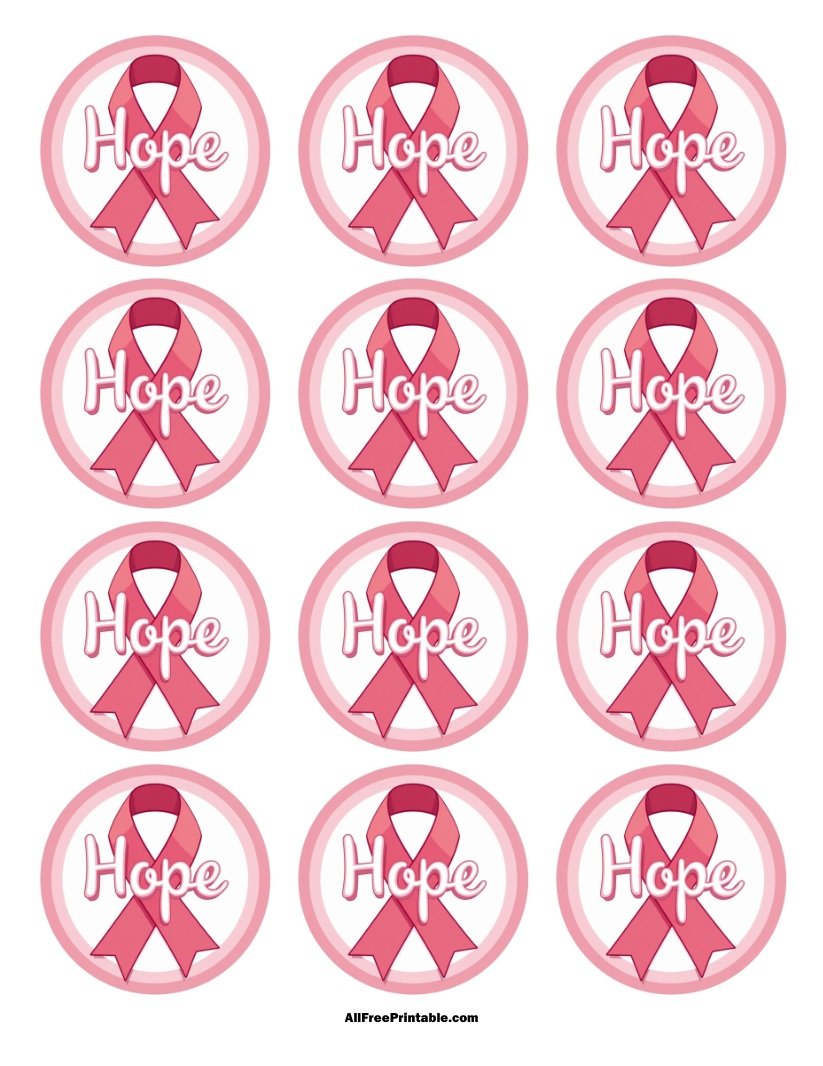 Free Printable Hope Breast Cancer Cupcake Toppers