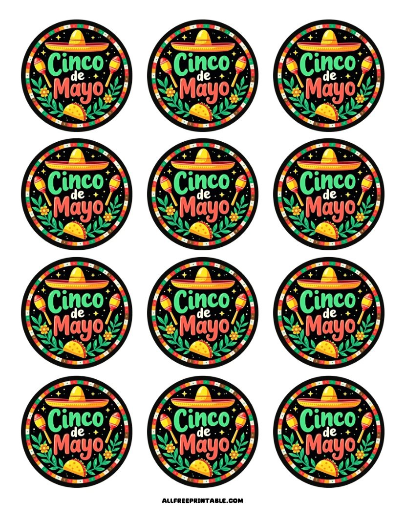 Free Printable Cinco de Mayo Cupcake Toppers PDF