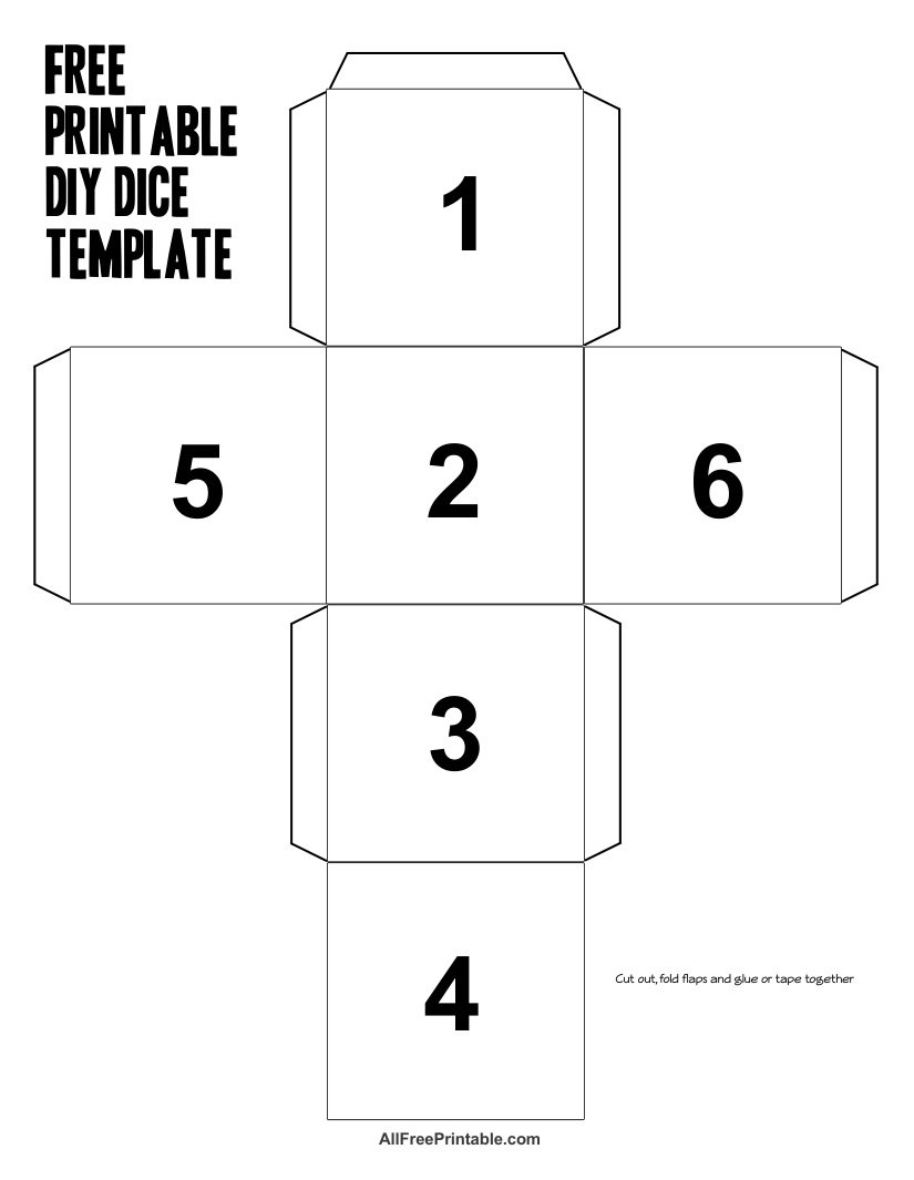 Free Printable DIY Numbers Dice Template Free Printable DIY Numbers Dice Template