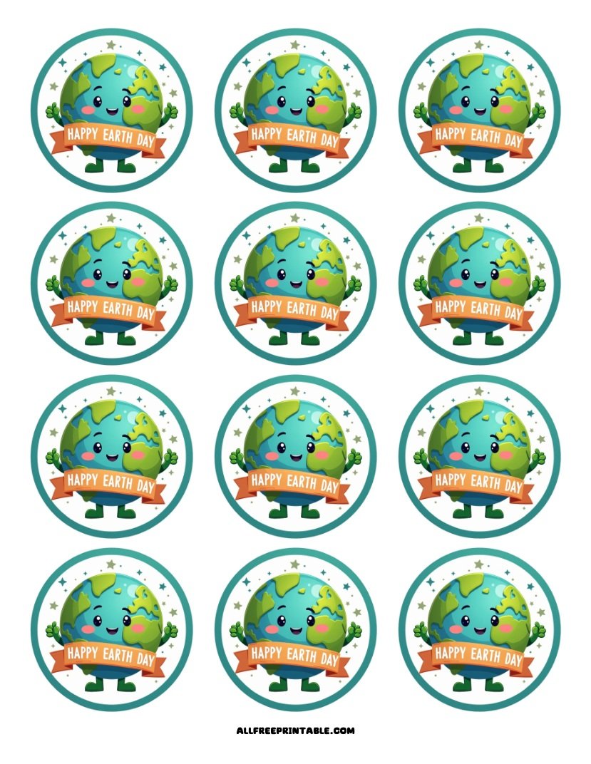Free Printable Earth Day Cupcake Toppers PDF