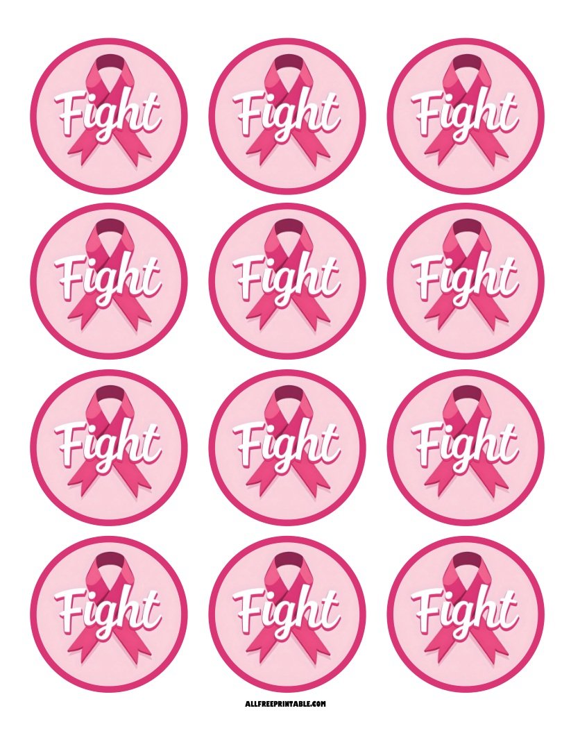 Free Printable Fight Breast Cancer Cupcake Toppers Free Printable Fight Breast Cancer Cupcake Toppers
