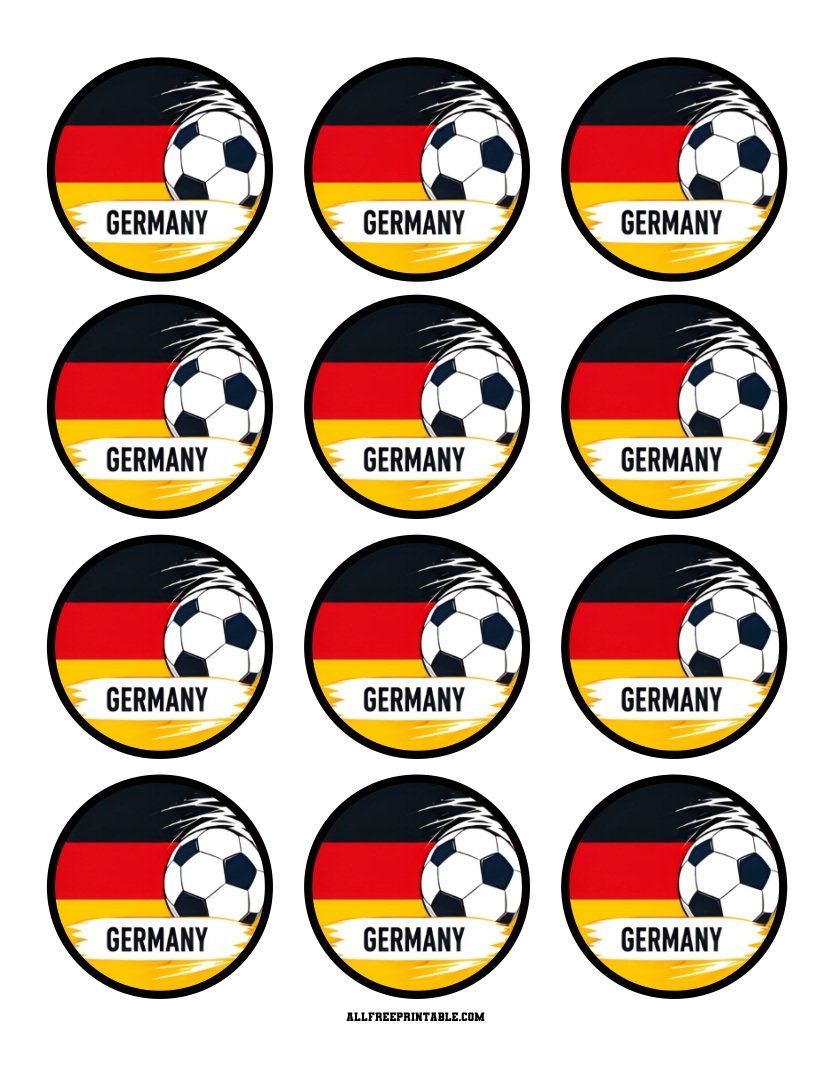 Free Printable Germany Flag World Cup Soccer Cupcake Toppers PDF