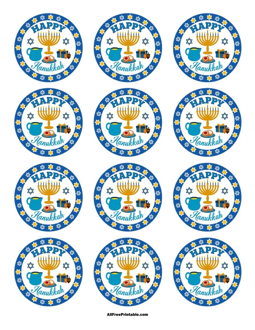 Free Printable Happy Hanukkah Cupcake Toppers