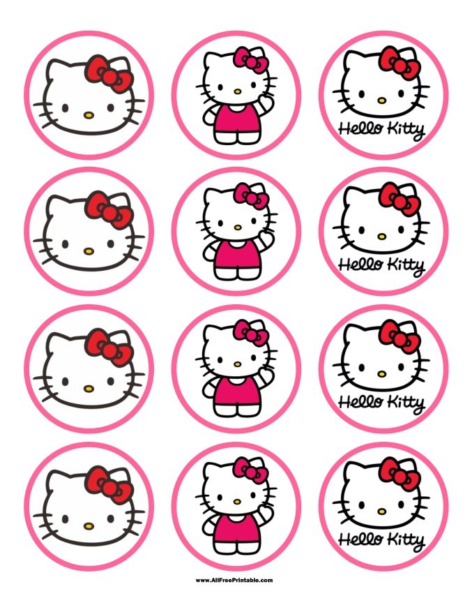 Free Printable Hello Kitty Cupcake Toppers