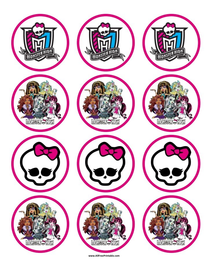 Free Printable Monster High Cupcake Toppers