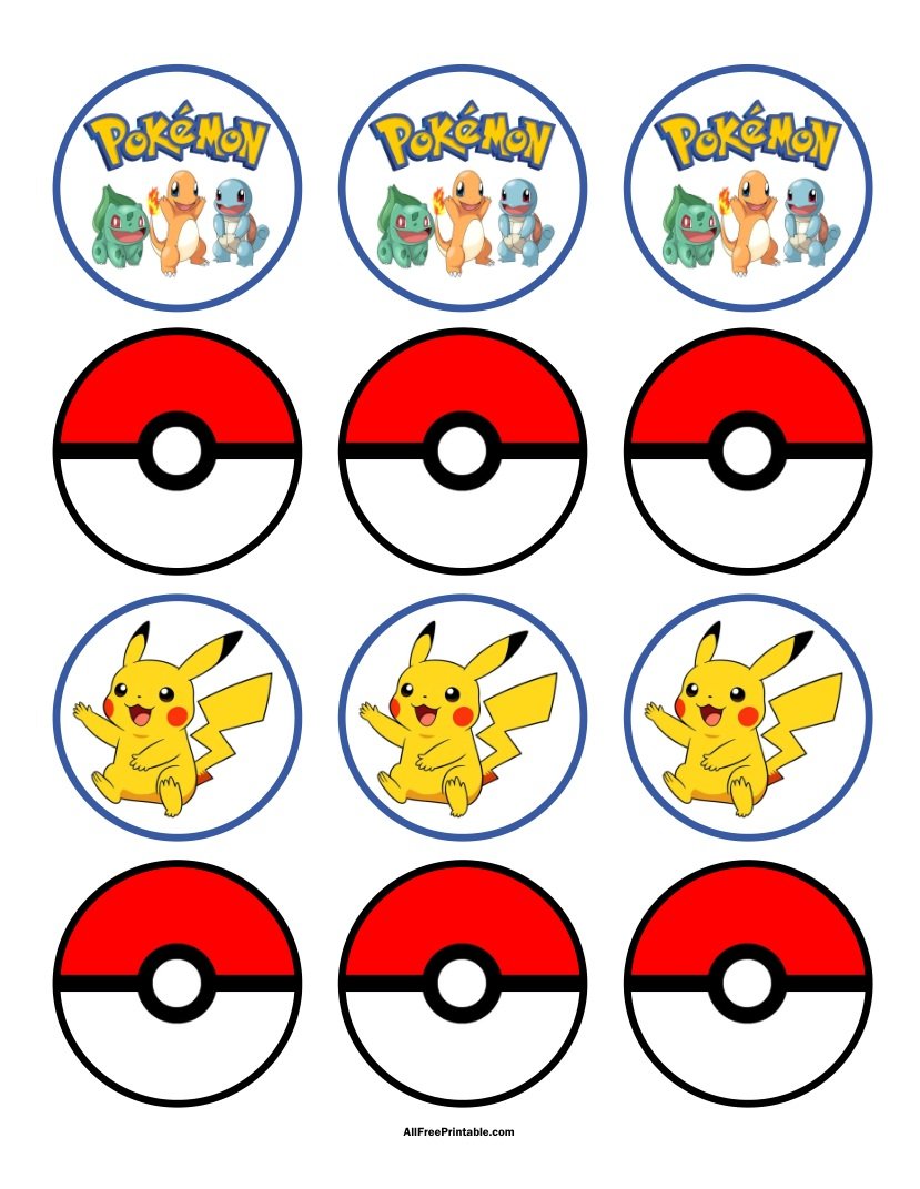 Free Printable Pokémon Cupcake Toppers