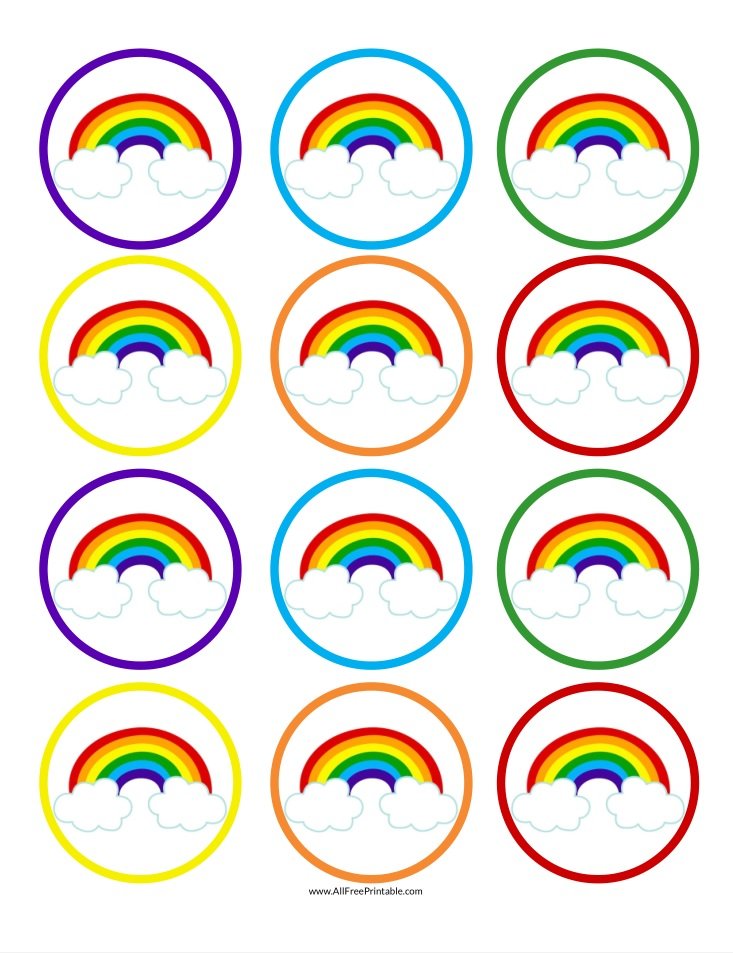 Free Printable Rainbow Cupcake Toppers
