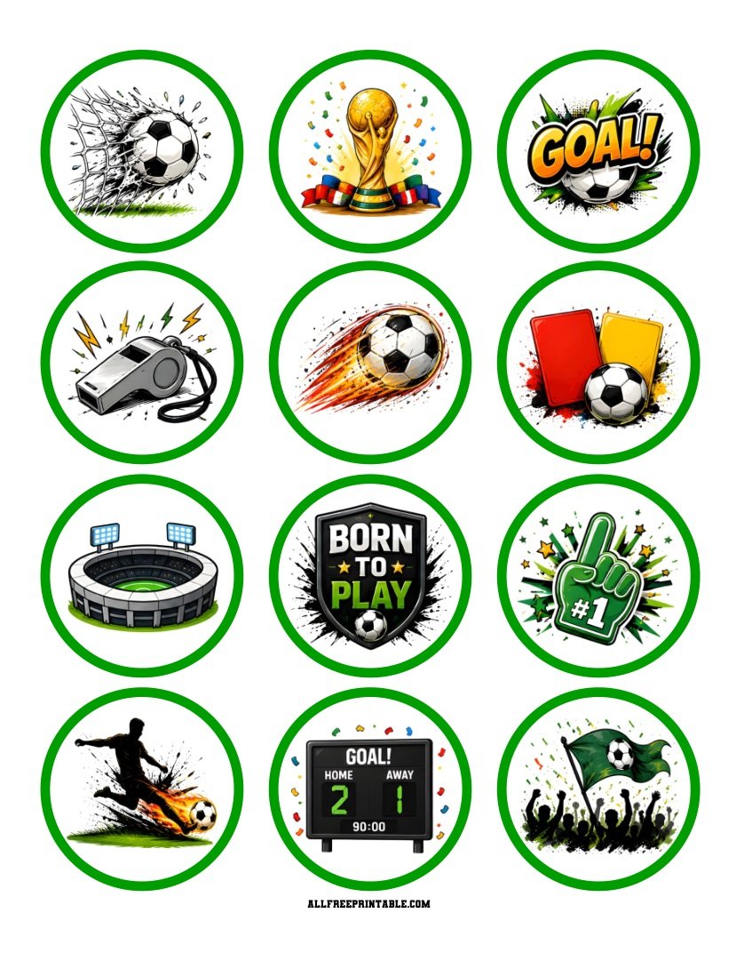 Free Printable Soccer Party Cupcake Toppers PDF