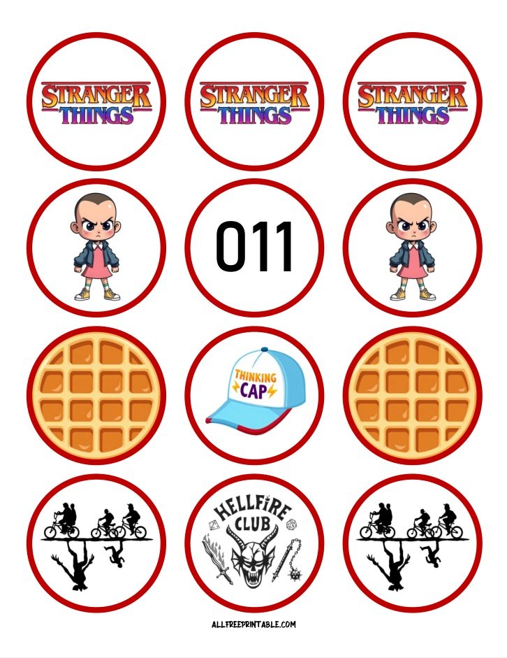Free Printable Stranger Things Cupcake Toppers