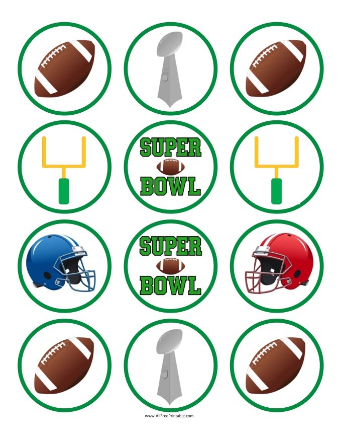 Free Printable Super Bowl Cupcake Toppers