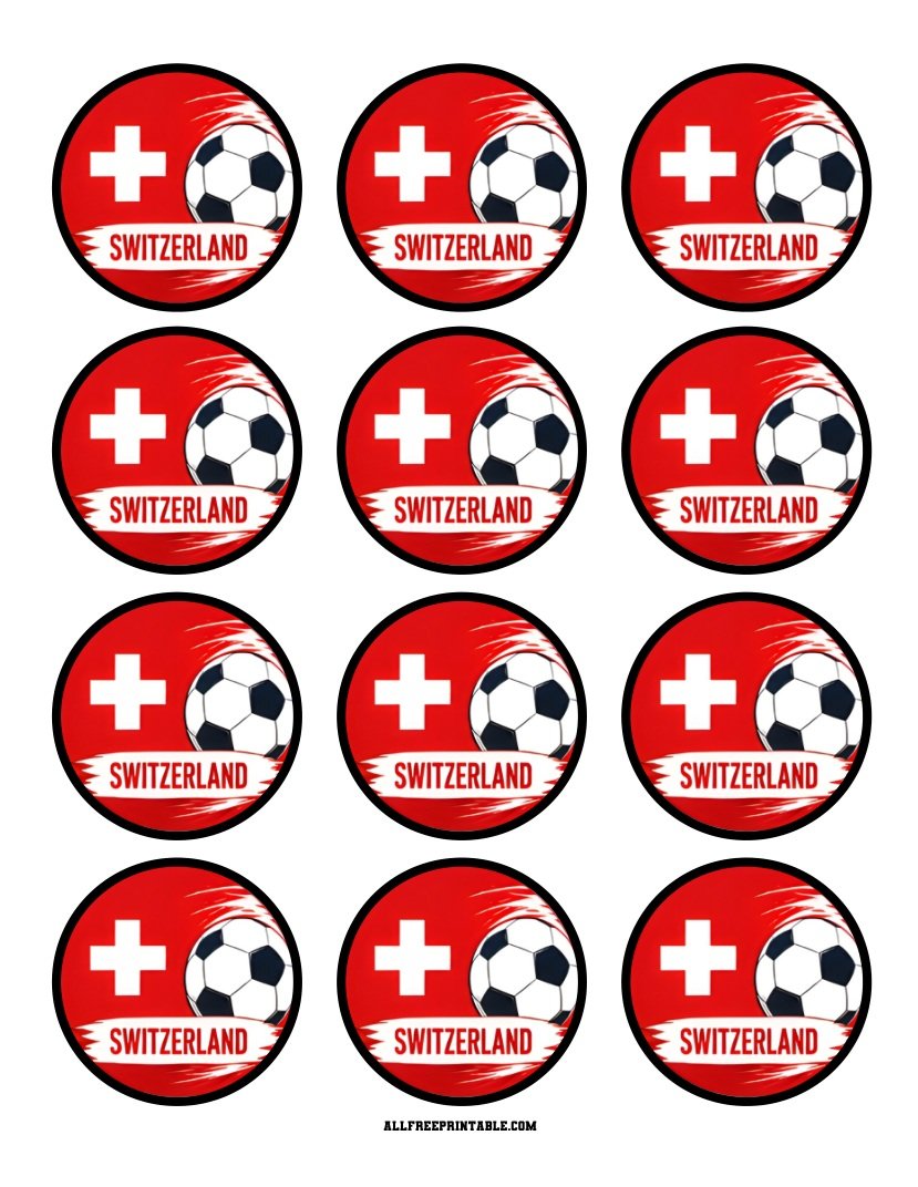 Free Printable Switzerland Flag World Cup Soccer Cupcake Toppers