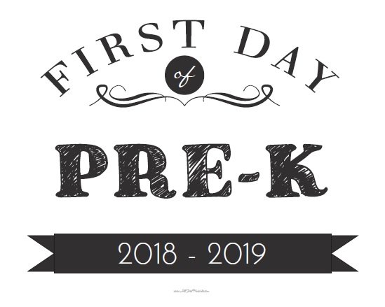 Free Printable First Day of Pre-K Sign