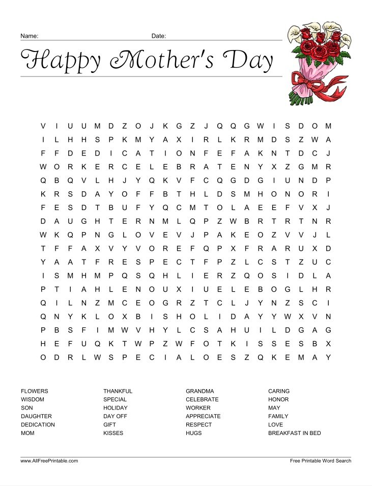 Happy Mother's Day Word Search