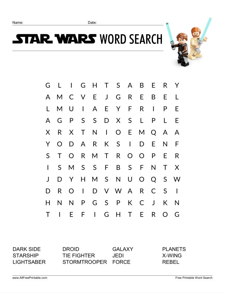 Free Printable Star Wars Word Search for Kids