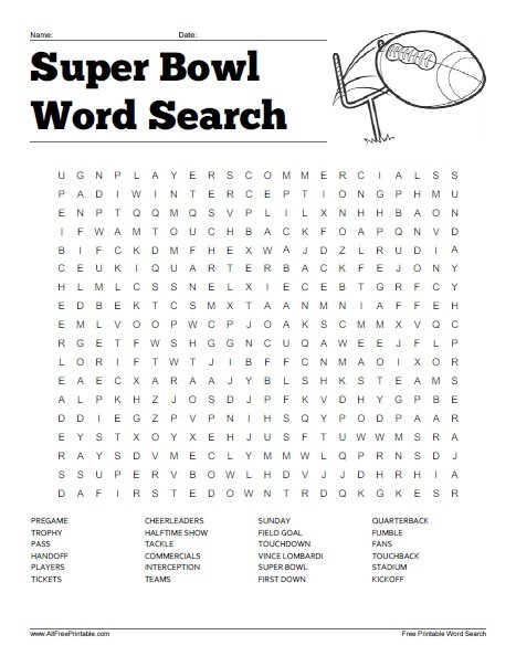 Super Bowl Word Search