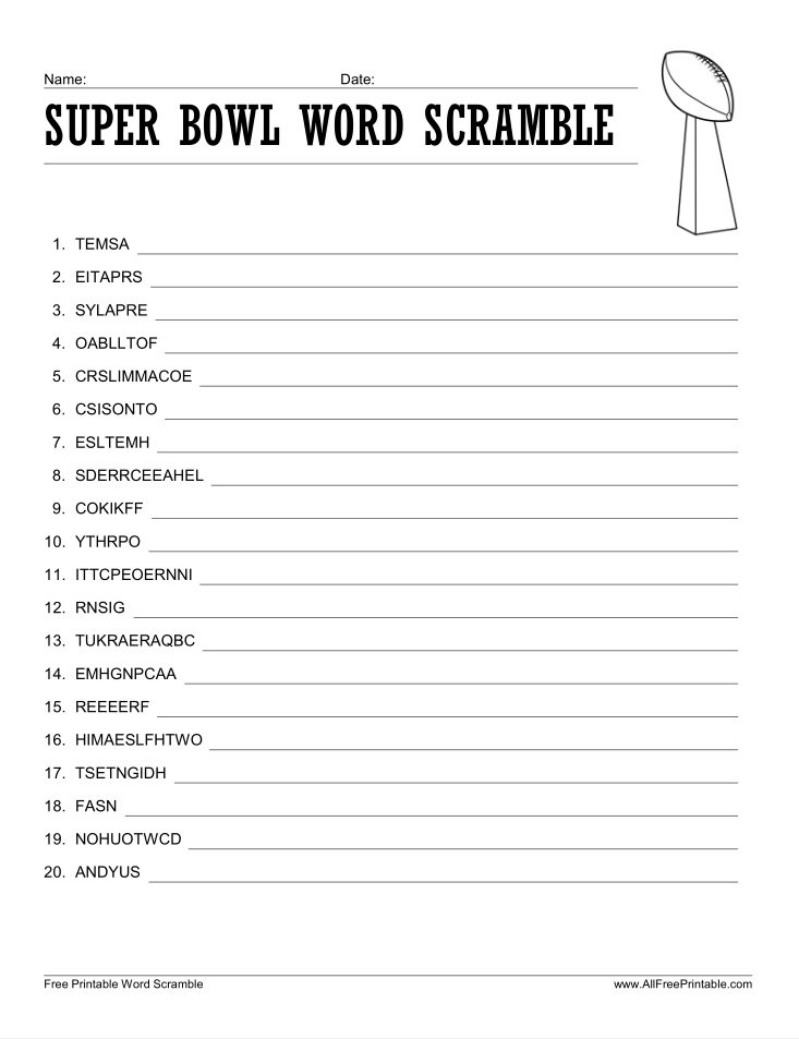 Print Super Bowl Squares Template – Free Printable