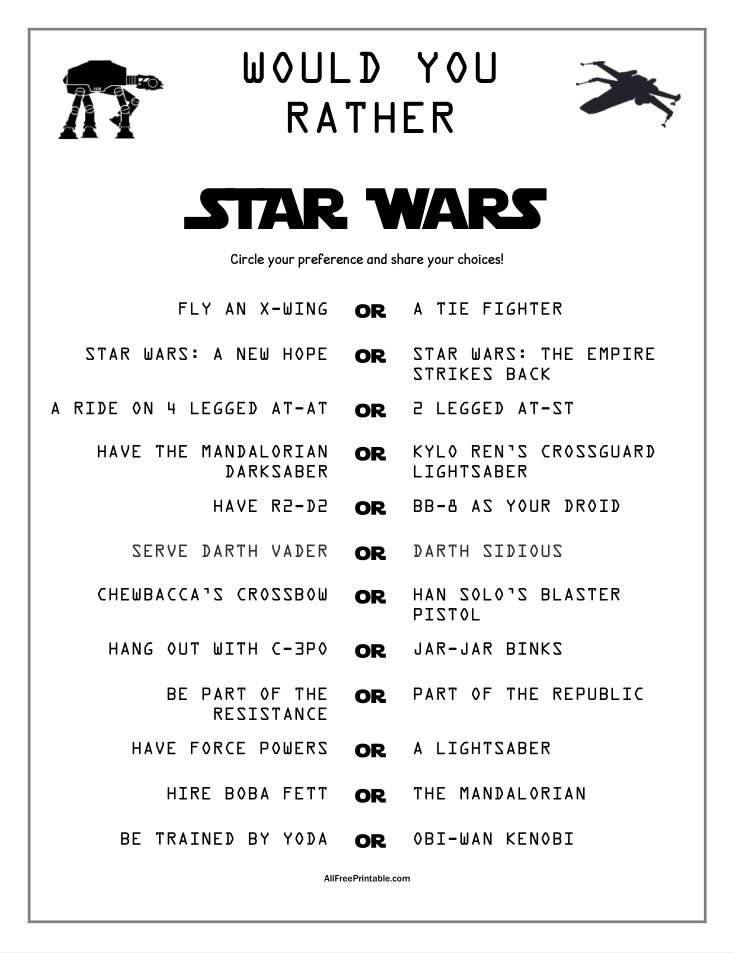 Would You Rather Star Wars Game