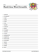 mardi gras word search for kids