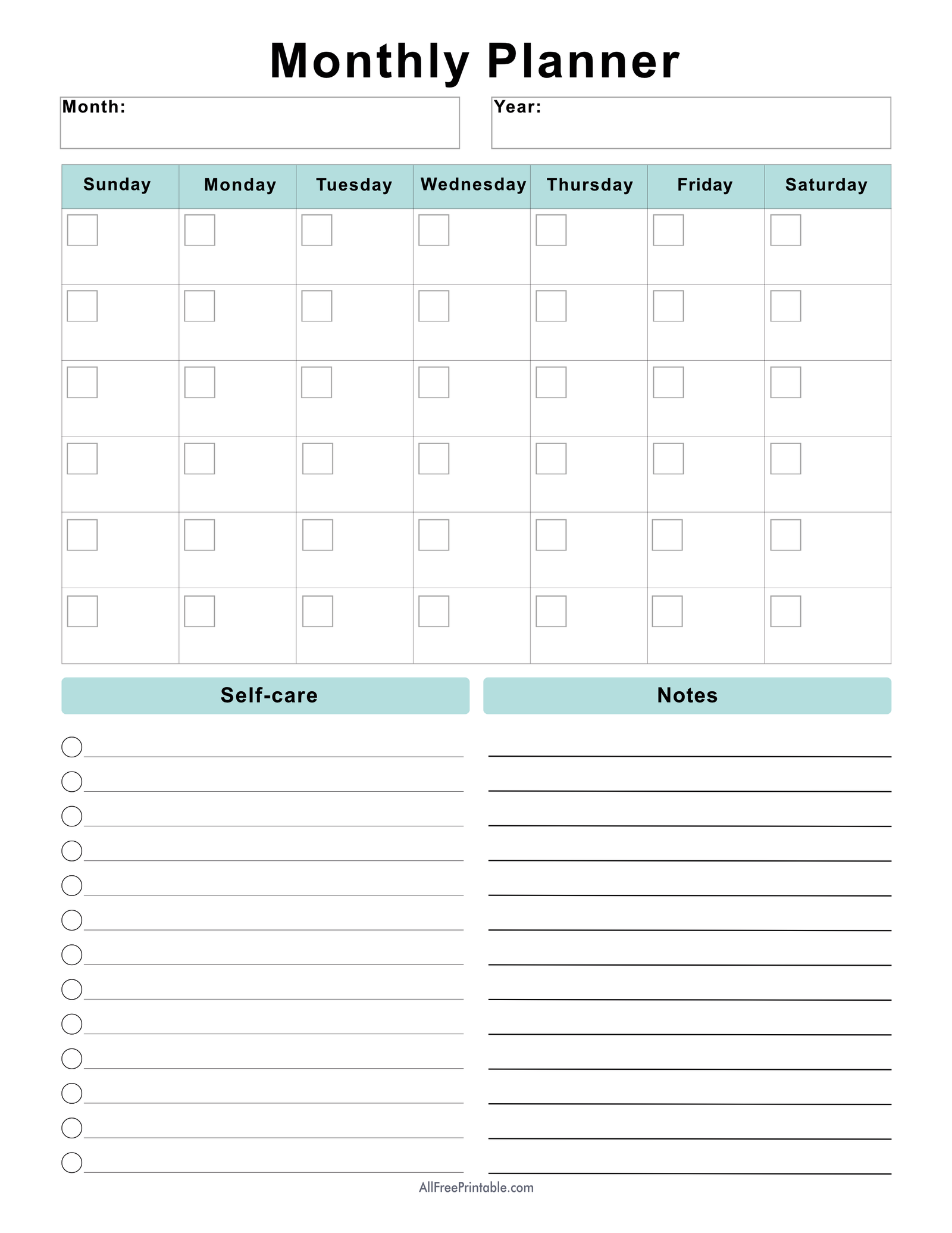 Monthly Planner Printable